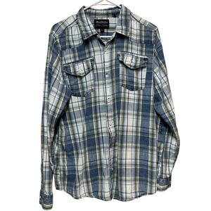 Buffalo Jean's Long Sleeve Button's Down Collared Shirt‎ Plaid  Men's Size Large